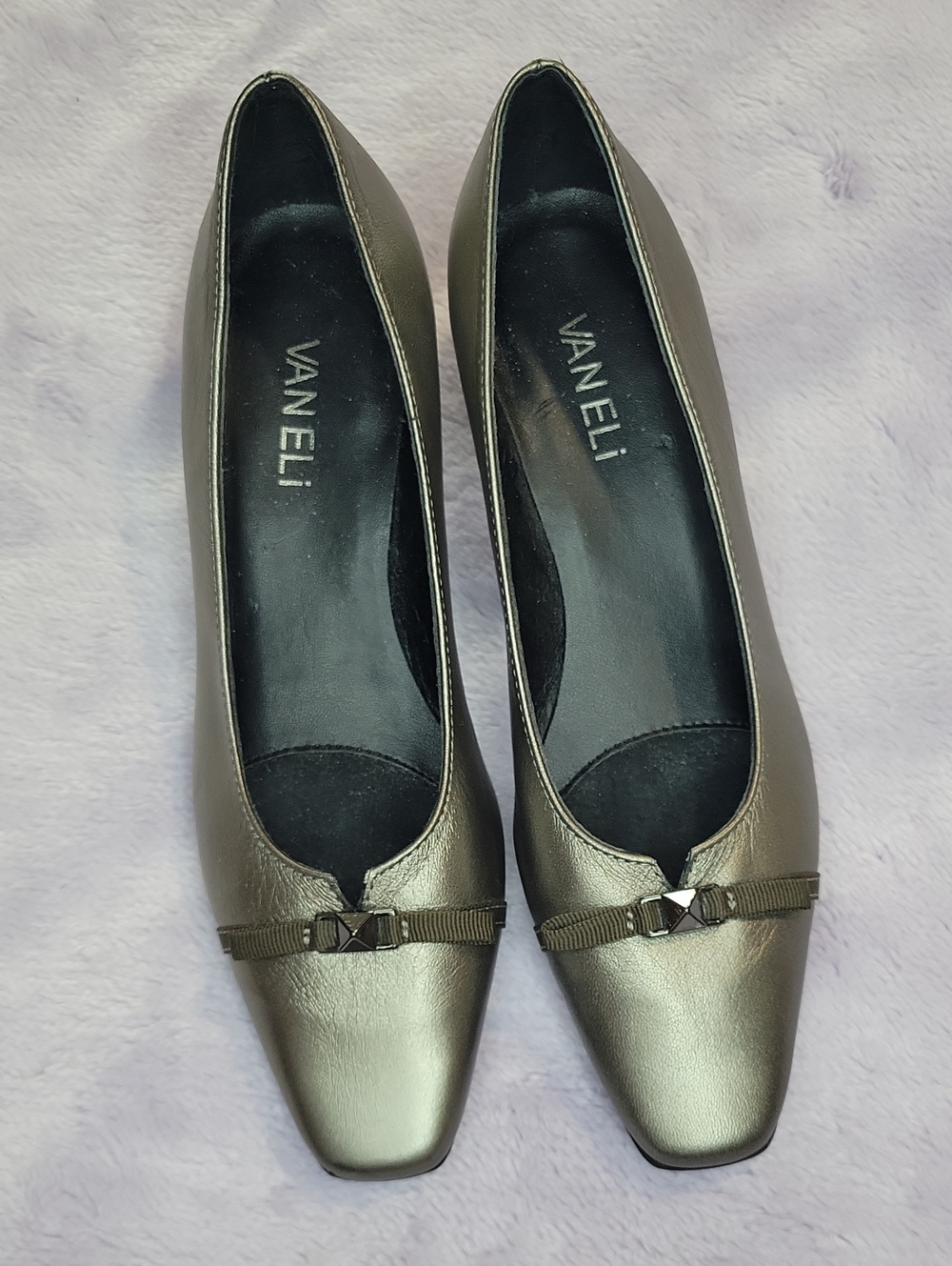Vaneli Women's Metallic Bronze Square-Toe Ballet Flats